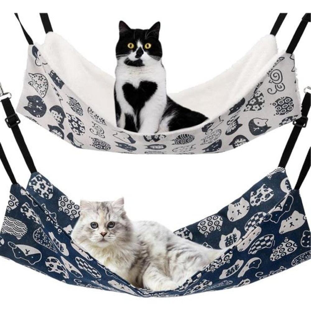 Cat Hammock for Cage Hanging Reversible 2Pack Pet Hammock Bed Adjustable Soft